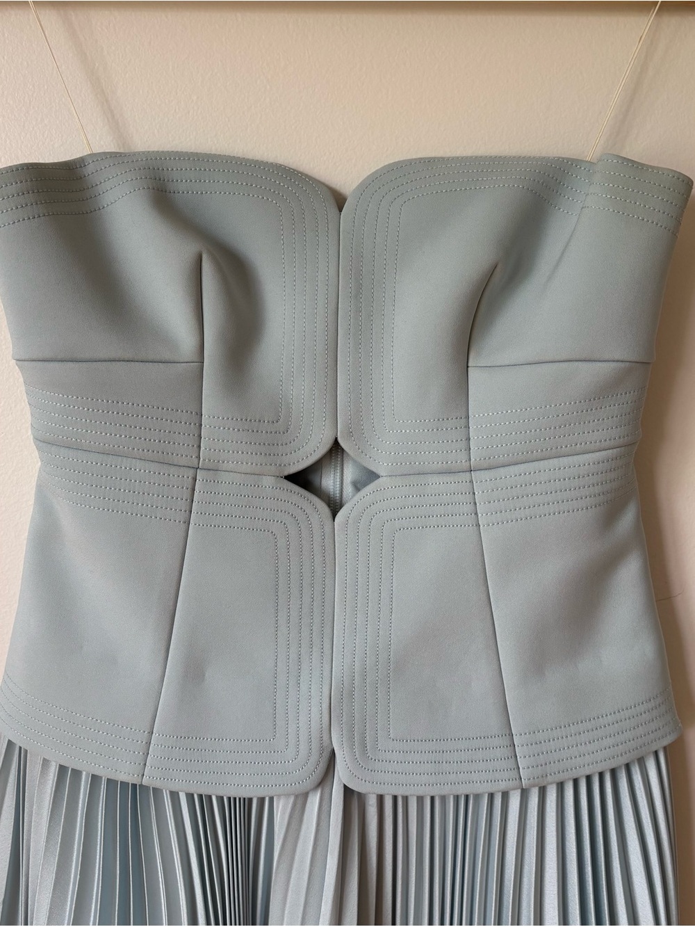 Acler Light Blue Strapless Pleated Maxi Dress - Picture 7 of 12